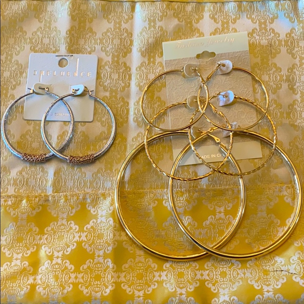 2 Gorgeous sets Hoop Gold tone earrings